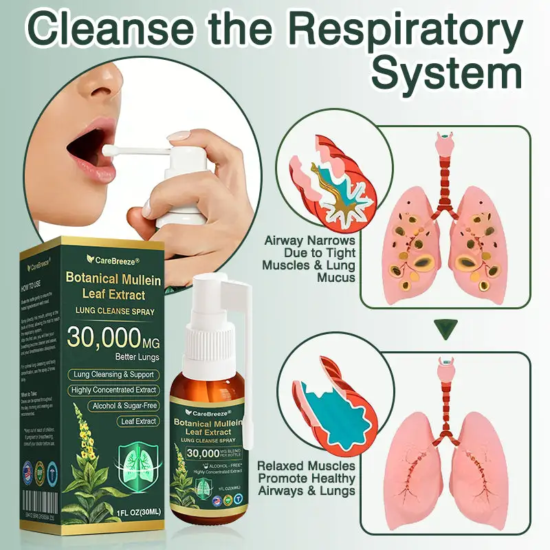 CareBreeze® Botanical Mullein Leaf Extract Spray na čistenie pľúc - Image 5