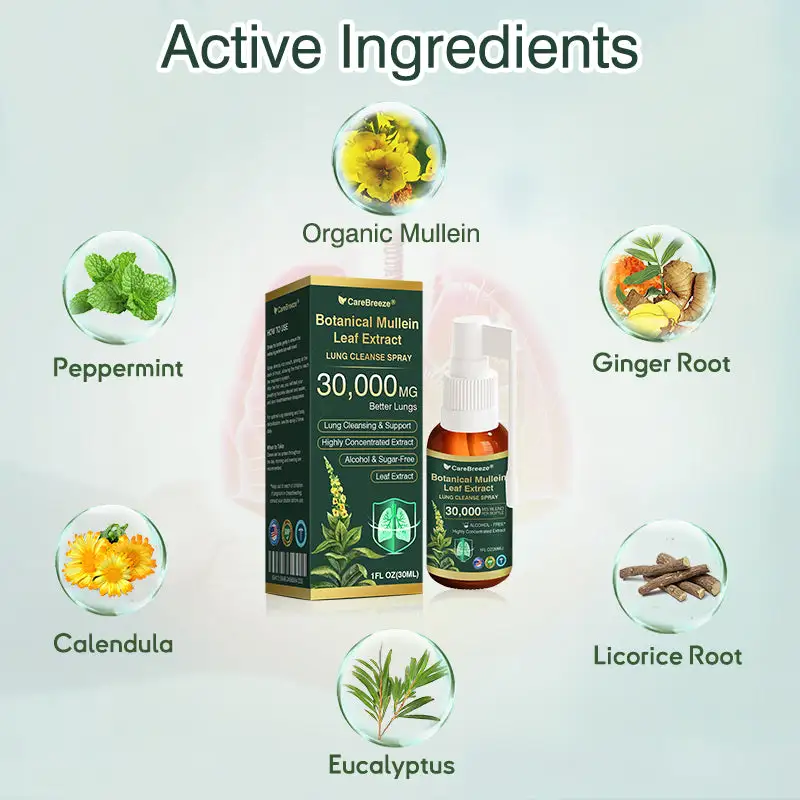 CareBreeze® Botanical Mullein Leaf Extract Spray na čistenie pľúc - Image 9